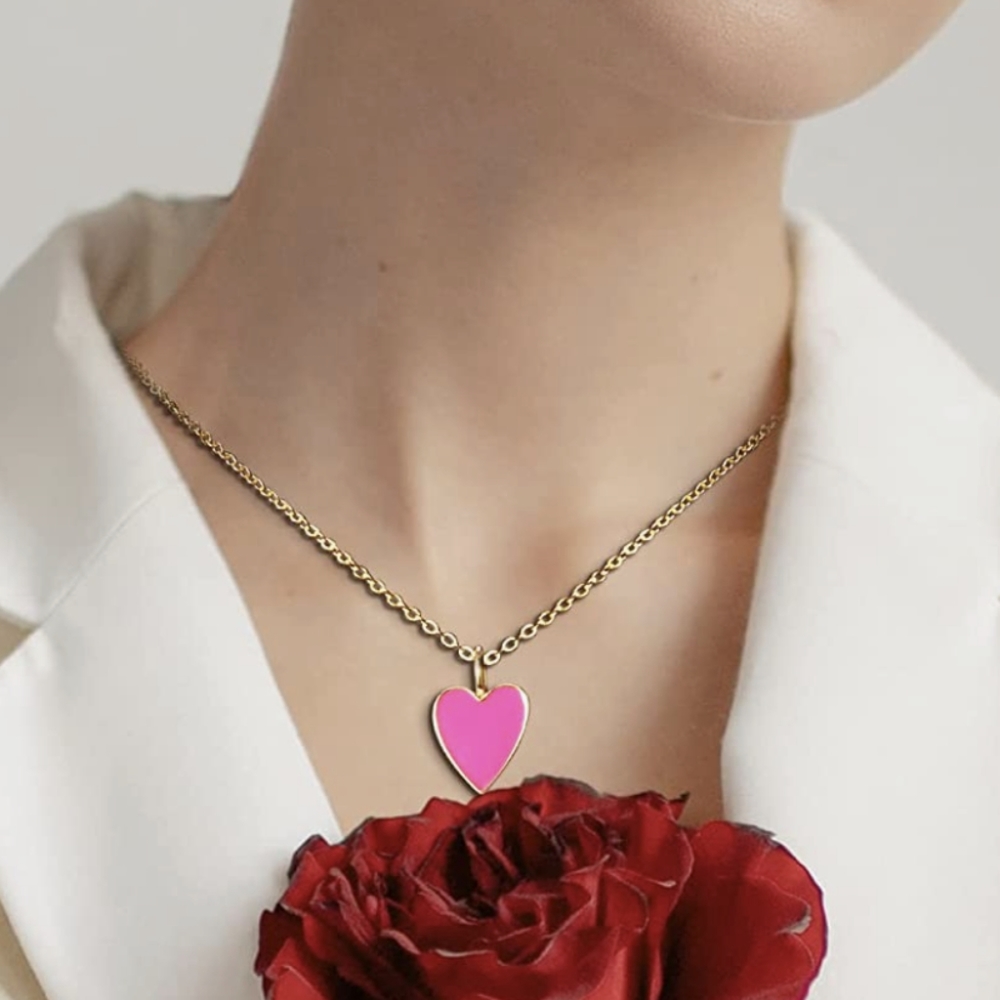 7 pink Heart necklace NWT - Picture 3 of 4